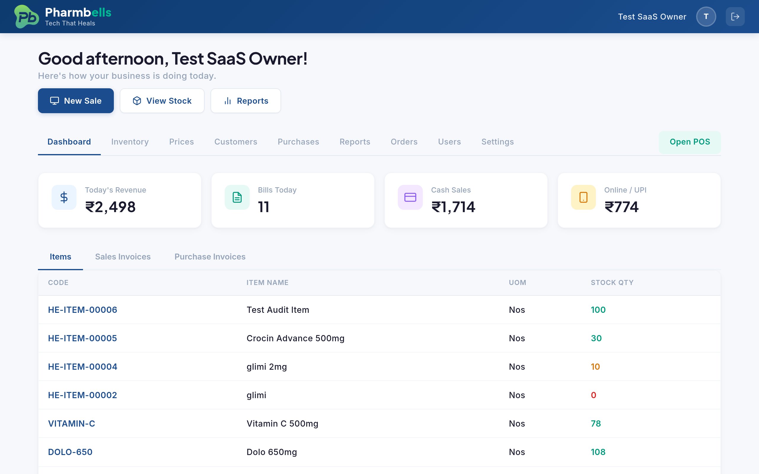 Pharmbells Dashboard